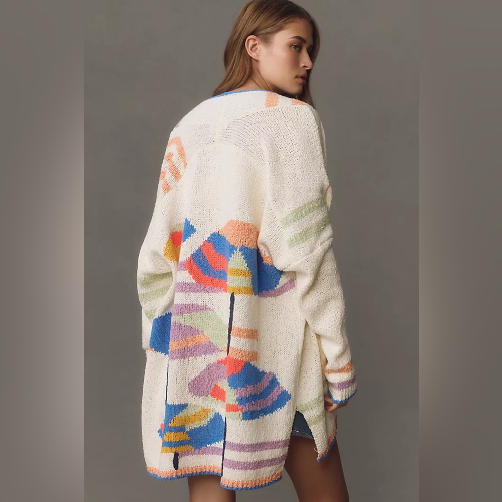 Maeve x Anthropologie Umbrella Beach Chunky Coastal Cardigan Sweater 1X-2X - Picture 3 of 8